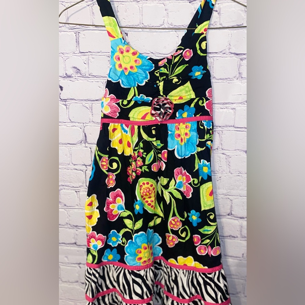 3/$20 Emily West Colorful Floral Kids Dress